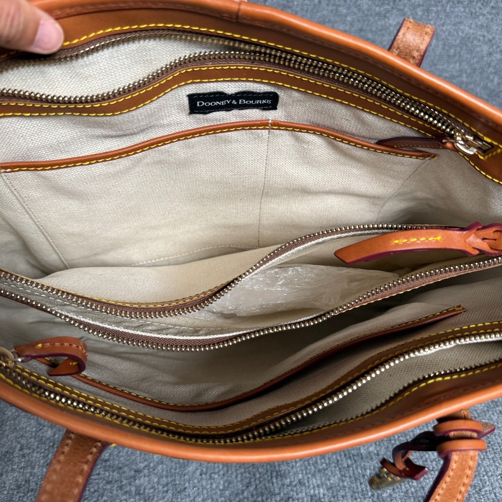 Dooney & Bourke Large Tote Shoulder Bag Brown Leather Top Handle Inner Pockets - Picture 11 of 13